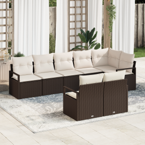 vidaXL Bankstel 8 pcs Bruin poly rattan