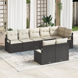 vidaXL Bankstel 8 pcs Zwart poly rattan