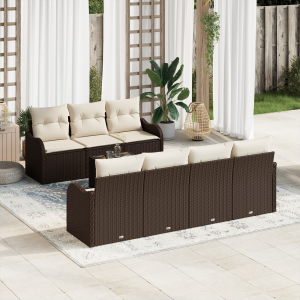 vidaXL Tuin Sofa Set 8 pcs Bruin en Crème Poly Riet en Staal en Glas