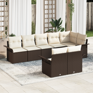 vidaXL Tuin Sofa Set met kussen 8 pcs Bruin poly rattan