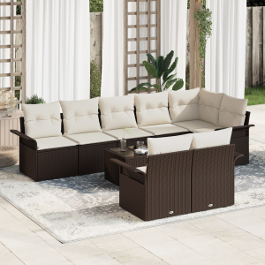 vidaXL Tuin Sofa Set met kussen 9 pcs Bruin Poly riet