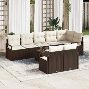 vidaXL Bankstel 9 pcs Bruin poly rattan