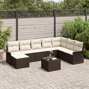 vidaXL Tuin Sofa Set met kussen 9 pcs Bruin Poly riet