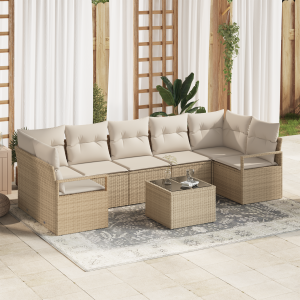 vidaXL Bankstel 8 pcs Beige en Crème poly rattan