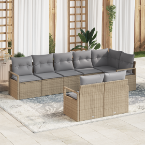 vidaXL Bankstel 8 pcs Beige poly rattan