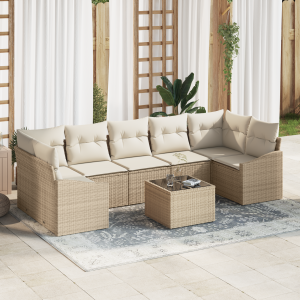 vidaXL Bankstel met kussen Beige en Crème 55 x 55 x 37 cm poly rattan