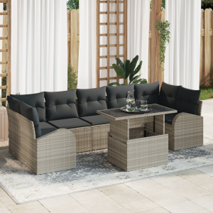vidaXL Tuin Sofa Set met kussen 8 pcs Lichtgrijs Poly Rattan