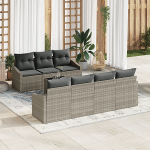 vidaXL Bankstel 8 pcs Licht Grijs en Donker Grijs poly rattan
