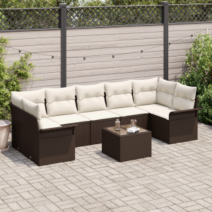 vidaXL Tuin Sofa Set met kussen 8 pcs Bruin poly rattan