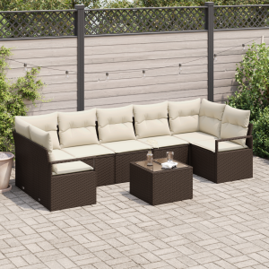 vidaXL Bankstel 8 pcs Bruin en Crème poly rattan