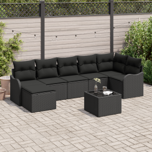 vidaXL Tuin Sofa Set Zwart poly rattan