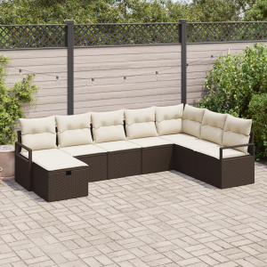 vidaXL Bankstel met kussen 5 pcs poly rattan