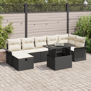 vidaXL 8-delige tuinsofa set met kussens in zwart poly rattan