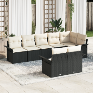 vidaXL Tuin Sofa Set met kussen 8 pcs Zwart poly rattan