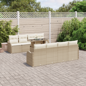 vidaXL Tuin Sofa Set met kussen 7 pcs Beige poly rattan