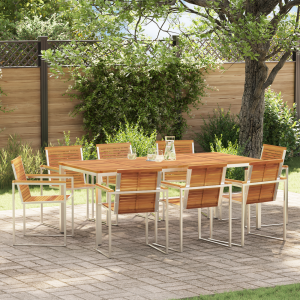 vidaXL Tuin eettafelset 9 pcs Bruin Massief Acaciahout