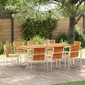 vidaXL Tuin eettafelset 9 pcs Bruin Massief Teakhout