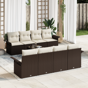 vidaXL Tuin Sofa Set met kussen 9 pcs Bruin poly rattan