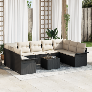 vidaXL Tuin Sofa Set met opslag 10 pcs Bruin poly rattan