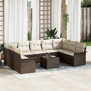vidaXL Tuin Sofa Set met opslag 10 pcs Grijs poly rattan