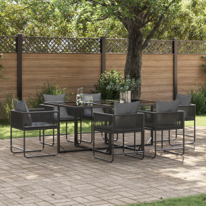 vidaXL 9-delige tuinset met kussens van staal en poly rattan