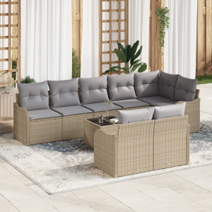 vidaXL Tuin Sofa Set 9 pcs Beige poly rattan