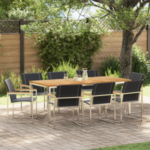 vidaXL Tuin eettafelset 9 pcs Bruin Massief Acaciahout