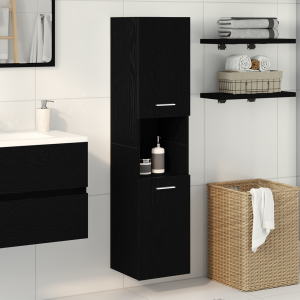 vidaXL Badkamer Wandkast Zwart Eiken 30x30x130 cm Houtmateriaal
