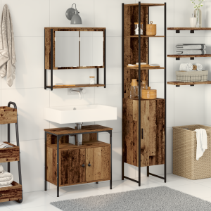 vidaXL Badkamer Waskast met Ingebouwde Wastafel Oud Hout Engineered Wood