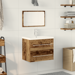 vidaXL Badkamertenk te kast 2 pcs Oud Hout Engineered Hout en Keramiek