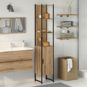 vidaXL Badkamerkast 33x33x185,5 cm bewerkt hout artisanaal eiken