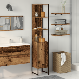 vidaXL Badkamerkast met plank Oud hout 33 x 33 x 185,5 cm Bewerkt hout