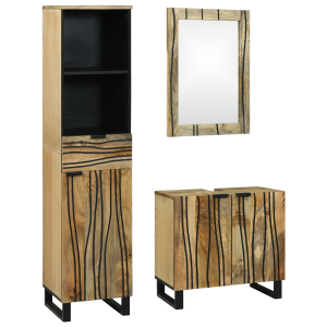 vidaXL Badkamermeubelset met lade met plank 3 pcs Bruin Bewerkt hout