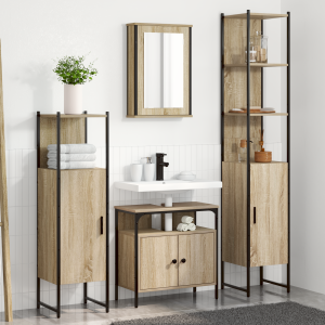 vidaXL Badkamermeubelset 4 pcs Sonoma eiken 33 x 33 x 185.5 cm