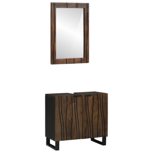 vidaXL Badkamermeubelset met plank met opslag met de deur met spiegel 2 pcs Notenhout Bruin Standaard