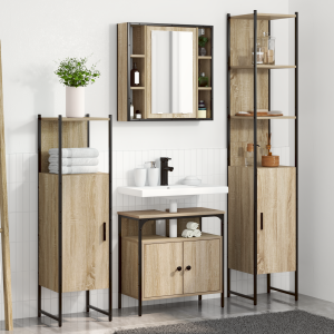 vidaXL Badkamermeubelset met plank Wandgemonteerd Anders met opslag met de deur met spiegel 4 pcs Sonoma eiken
