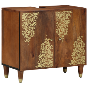 vidaXL Badkamersenkast Honingbruin met gouden accenten Massief hout