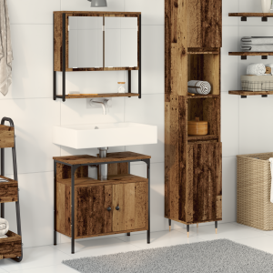 vidaXL Badkamermeubelset met plank met opslag 2 pcs Bruin Bewerkt hout