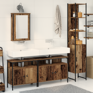 vidaXL Badkamersinkkast met ingebouwde wasbak Oud Hout Bewerkt Hout