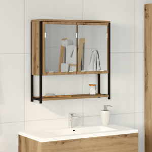 vidaXL Badkamerspiegelkast 60x16x60 cm bewerkt hout artisanaal eiken