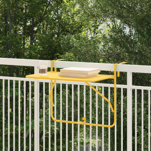 vidaXL Balkontafel hangend inklapbaar 60x40 cm staal mosterdgeel