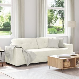 vidaXL Bank 3-zits 180 cm fluweel crèmekleurig