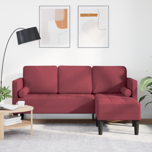 vidaXL Bank 3-zits L-vormig 160 cm stof bordeauxrood