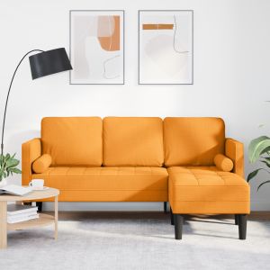 vidaXL Bank 3-zits L-vormig 160 cm stof donkergeel