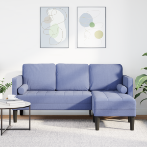 vidaXL Bank 3-zits L-vormig 160 cm stof jeansblauw
