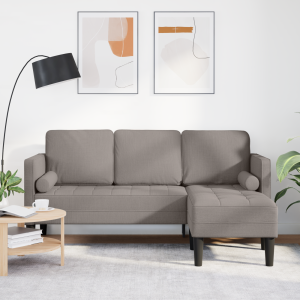 vidaXL Bank 3-zits L-vormig 160 cm stof taupe