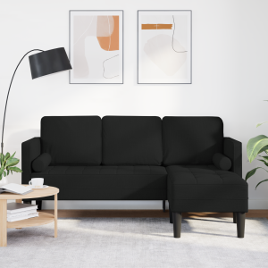 vidaXL Bank 3-zits L-vormig 160 cm stof zwart