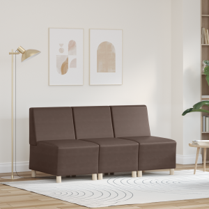 vidaXL Bankstoelen 3 pcs Bruin 55 x 74 x 82 cm Kunstleer