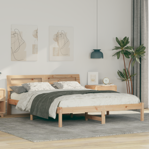 vidaXL Bedframe met hoofdeinde Bruin 150 x 200 cm Massief grenenhout