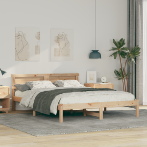 vidaXL Bedframe met hoofdeinde Bruin 160 x 200 cm Massief grenenhout